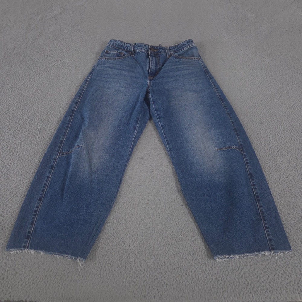 Levi's Jeans Womens 28 Blue Baggy Dad Barrel Cotton Raw Hem Wide Leg Tapered 90s